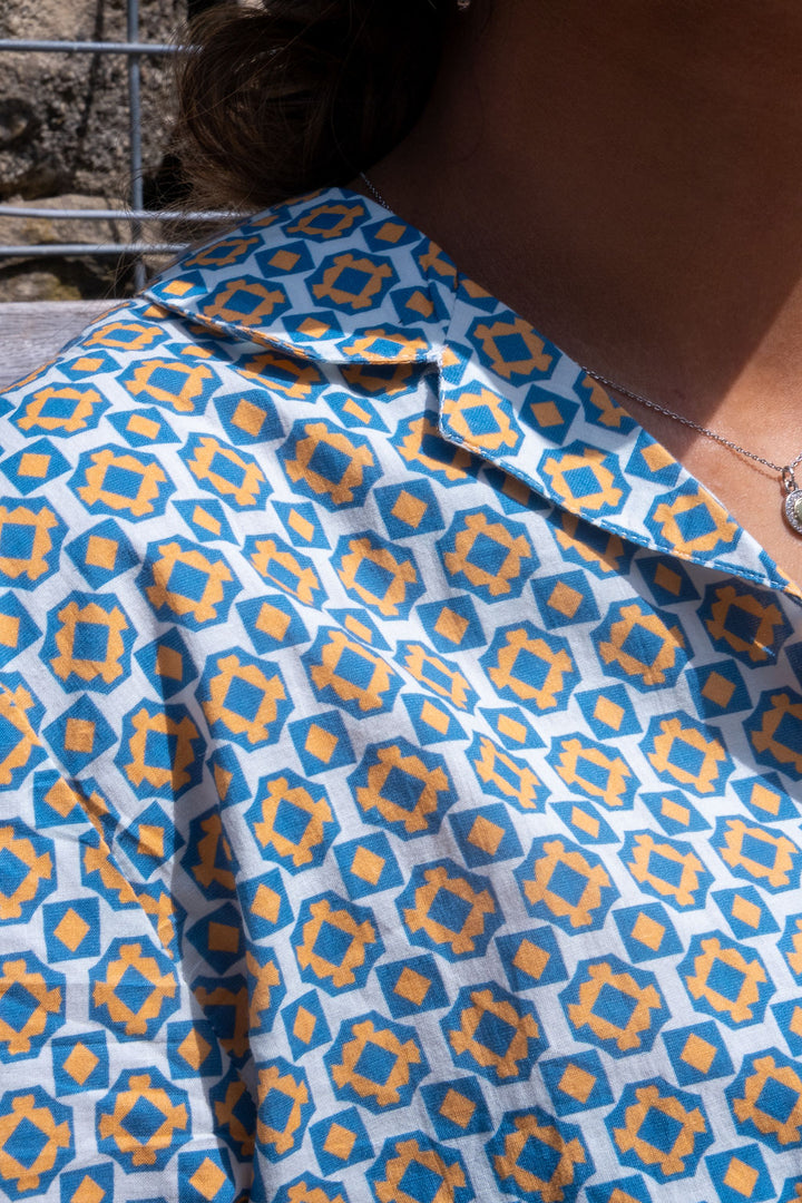Blue Geometric Pyjamas - Woven Riches NI