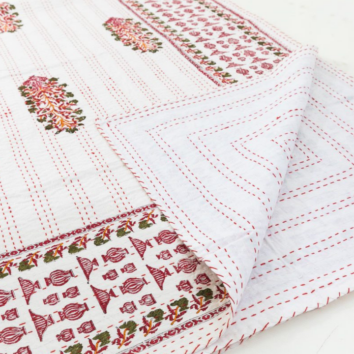 White and red Kantha - Woven Riches NI
