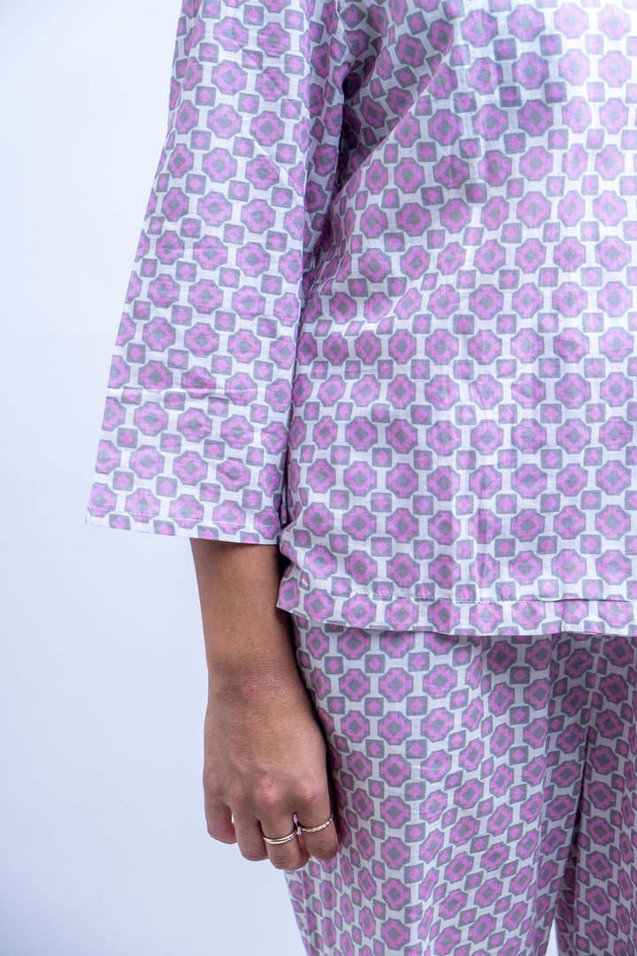 Pink Geometric Pyjamas - Woven Riches NI