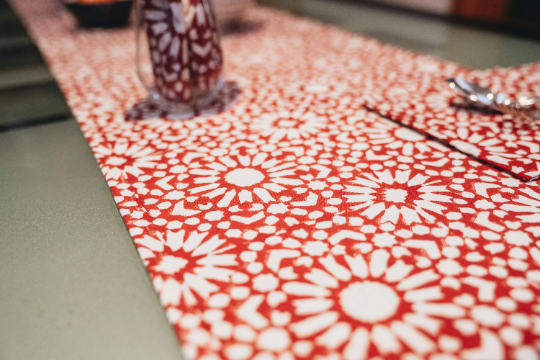 Terracotta Red Block print table runner - Woven Riches NI