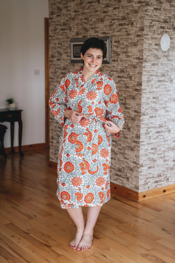 Orange Floral Print Kimono - Woven Riches NI