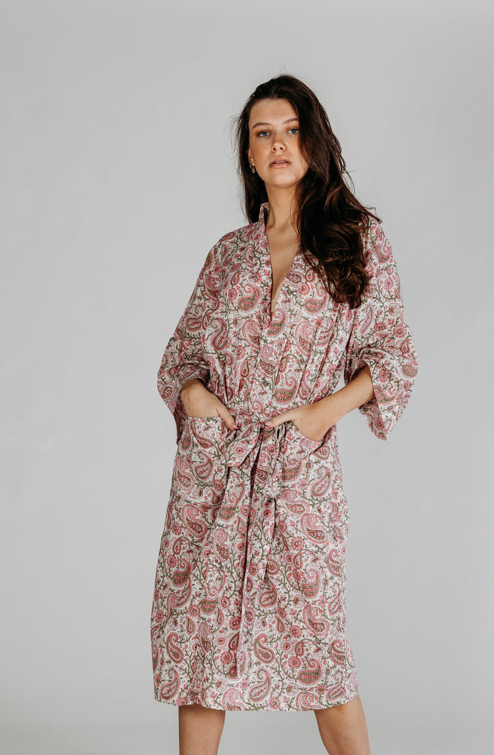 Navi Block Printed Robe - Woven Riches NI
