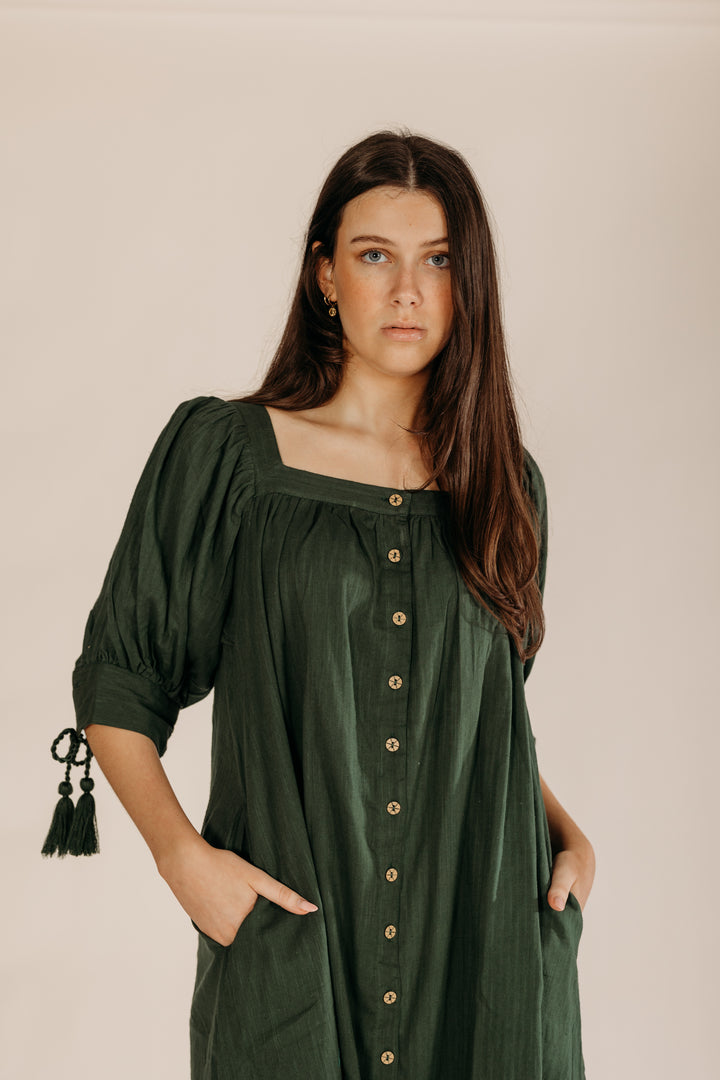Moss Green Dress - Woven Riches NI