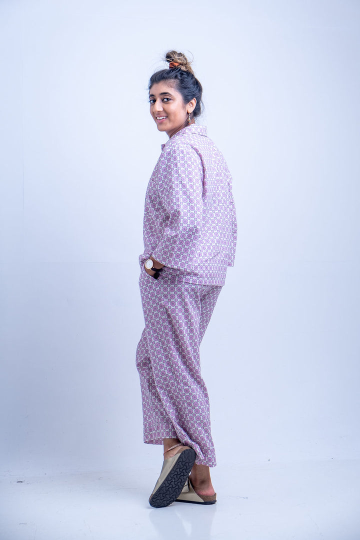 Lira pink Geometric Pyjamas - Woven Riches NI